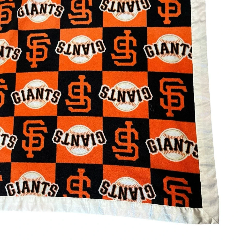 San Francisco Giants MLB Stadium Blanket Throw Fleece Checkered Satin Border